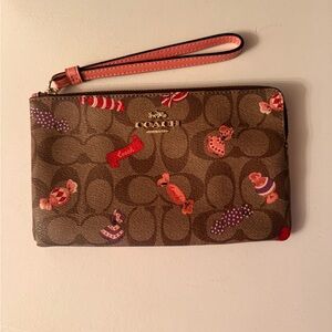 Coach Brown Wristlet with Candy Accents